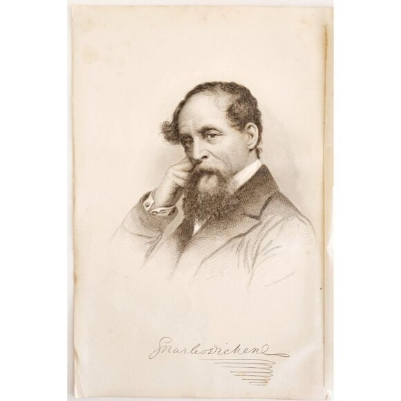 1871 Charles Dickens Steel Engraving Victorian Portrait Art E.B. Hall DWH5C - Picture 2 of 3